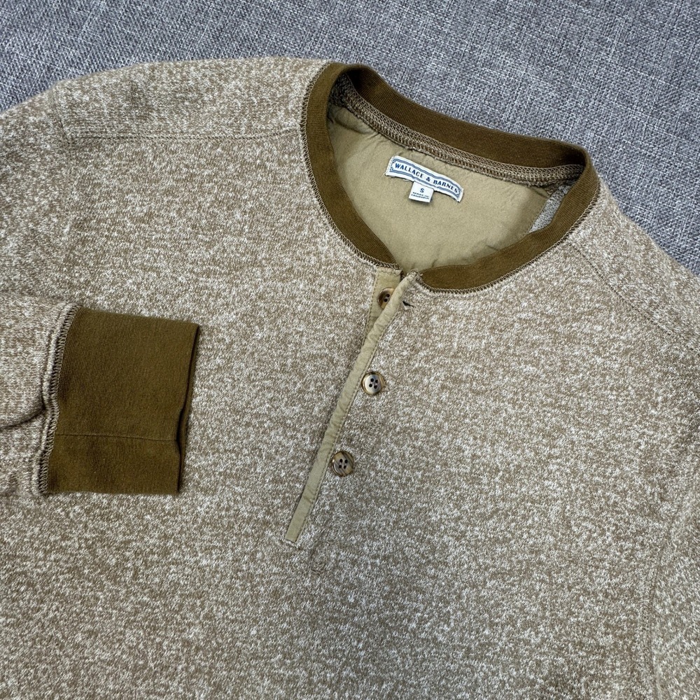 Wallace & Barnes Henley Shirt‎ Men Small Tan Heather Long Sleeve Knit Base Layer